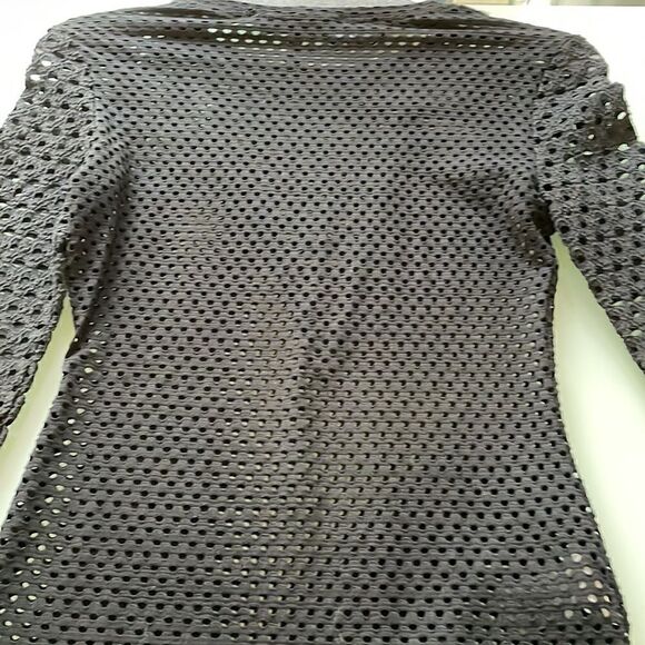 Bcbgmaxazria NWT blouse black long sleeves net see through - Picture 7 of 9